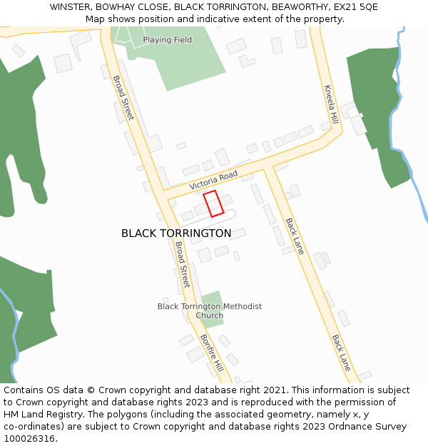 WINSTER, BOWHAY CLOSE, BLACK TORRINGTON, BEAWORTHY, EX21 5QE: Location map and indicative extent of plot