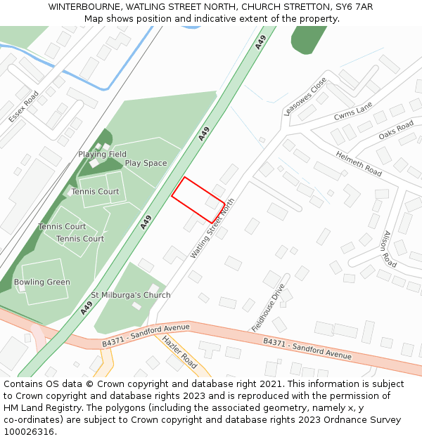 WINTERBOURNE, WATLING STREET NORTH, CHURCH STRETTON, SY6 7AR: Location map and indicative extent of plot