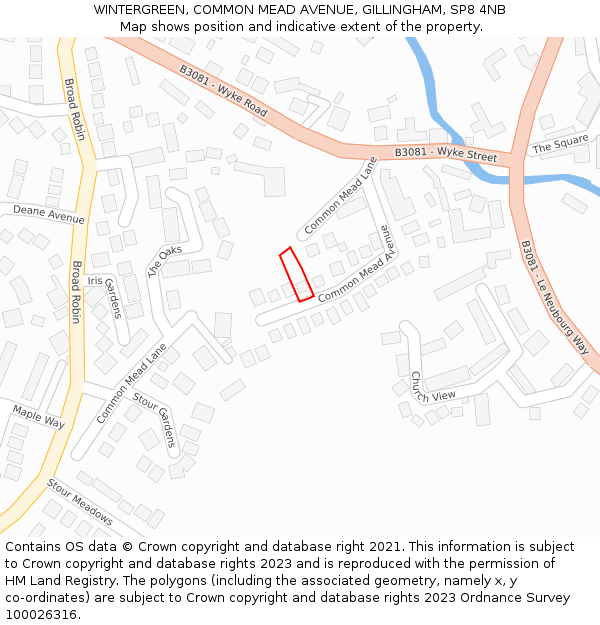 WINTERGREEN, COMMON MEAD AVENUE, GILLINGHAM, SP8 4NB: Location map and indicative extent of plot