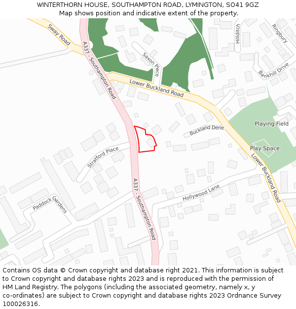 WINTERTHORN HOUSE, SOUTHAMPTON ROAD, LYMINGTON, SO41 9GZ: Location map and indicative extent of plot