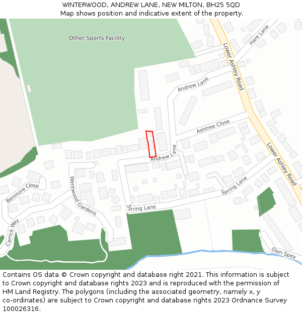 WINTERWOOD, ANDREW LANE, NEW MILTON, BH25 5QD: Location map and indicative extent of plot
