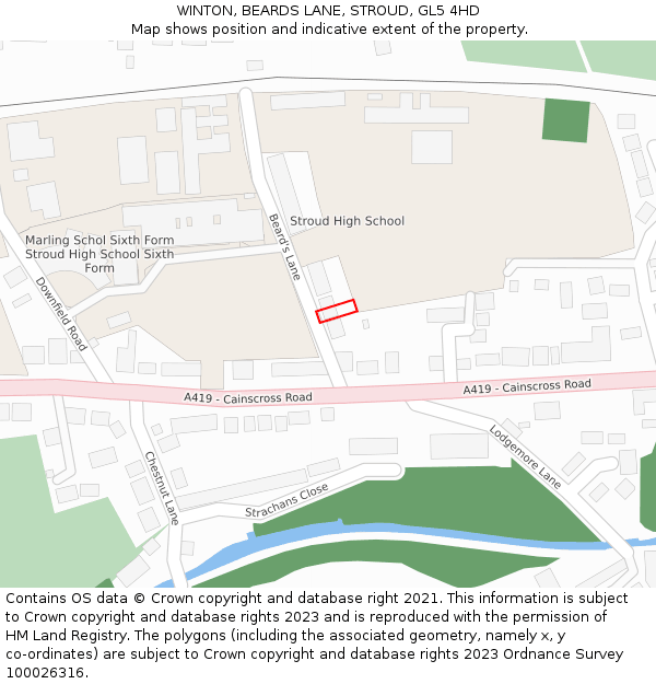 WINTON, BEARDS LANE, STROUD, GL5 4HD: Location map and indicative extent of plot