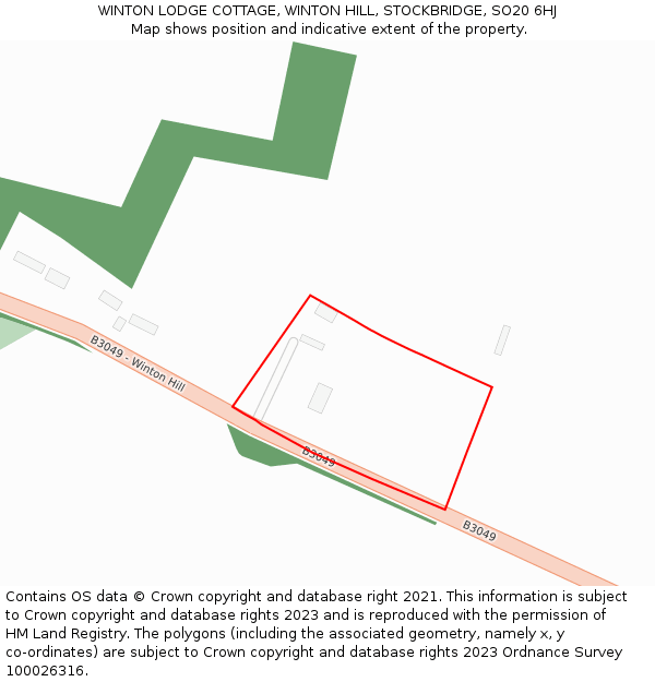 WINTON LODGE COTTAGE, WINTON HILL, STOCKBRIDGE, SO20 6HJ: Location map and indicative extent of plot