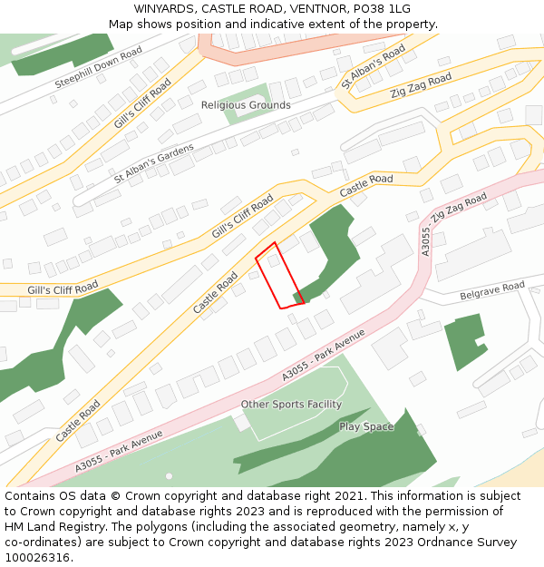 WINYARDS, CASTLE ROAD, VENTNOR, PO38 1LG: Location map and indicative extent of plot