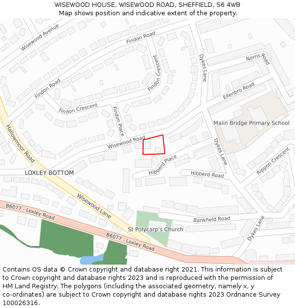 WISEWOOD HOUSE, WISEWOOD ROAD, SHEFFIELD, S6 4WB: Location map and indicative extent of plot