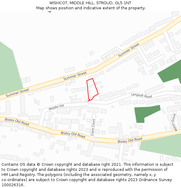 WISHCOT, MIDDLE HILL, STROUD, GL5 1NT: Location map and indicative extent of plot