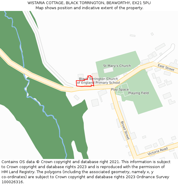 WISTARIA COTTAGE, BLACK TORRINGTON, BEAWORTHY, EX21 5PU: Location map and indicative extent of plot