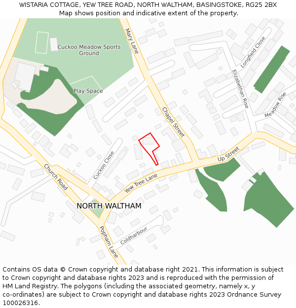 WISTARIA COTTAGE, YEW TREE ROAD, NORTH WALTHAM, BASINGSTOKE, RG25 2BX: Location map and indicative extent of plot