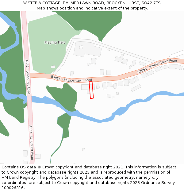 WISTERIA COTTAGE, BALMER LAWN ROAD, BROCKENHURST, SO42 7TS: Location map and indicative extent of plot