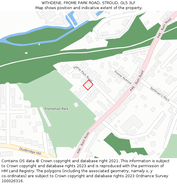 WITHDENE, FROME PARK ROAD, STROUD, GL5 3LF: Location map and indicative extent of plot