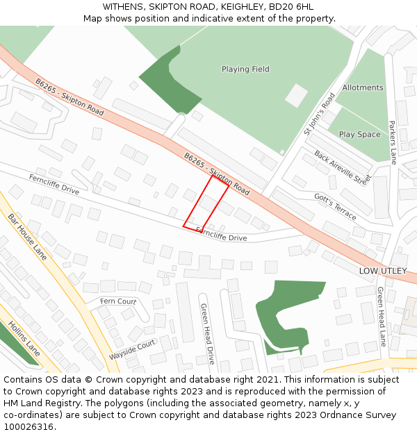 WITHENS, SKIPTON ROAD, KEIGHLEY, BD20 6HL: Location map and indicative extent of plot