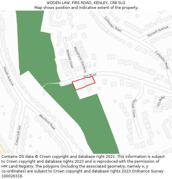 WODEN LAW, FIRS ROAD, KENLEY, CR8 5LG: Location map and indicative extent of plot