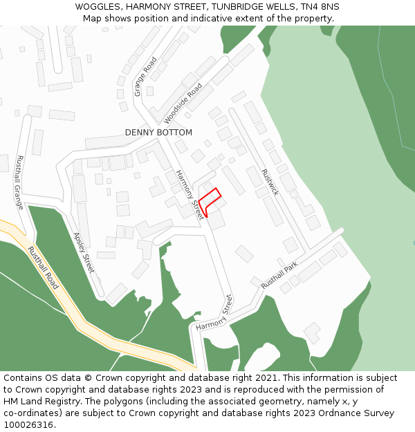 WOGGLES, HARMONY STREET, TUNBRIDGE WELLS, TN4 8NS: Location map and indicative extent of plot