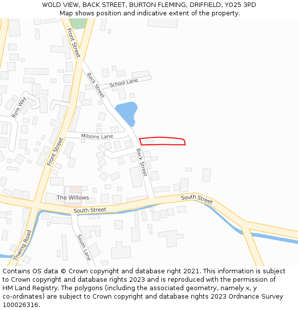 WOLD VIEW, BACK STREET, BURTON FLEMING, DRIFFIELD, YO25 3PD: Location map and indicative extent of plot