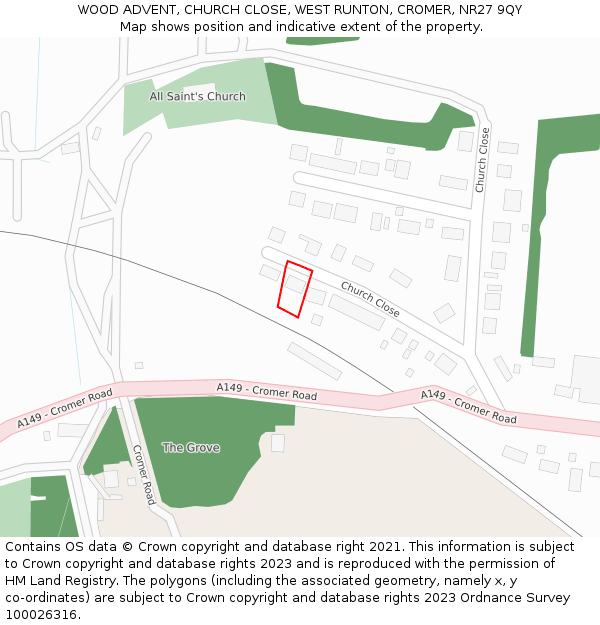 WOOD ADVENT, CHURCH CLOSE, WEST RUNTON, CROMER, NR27 9QY: Location map and indicative extent of plot