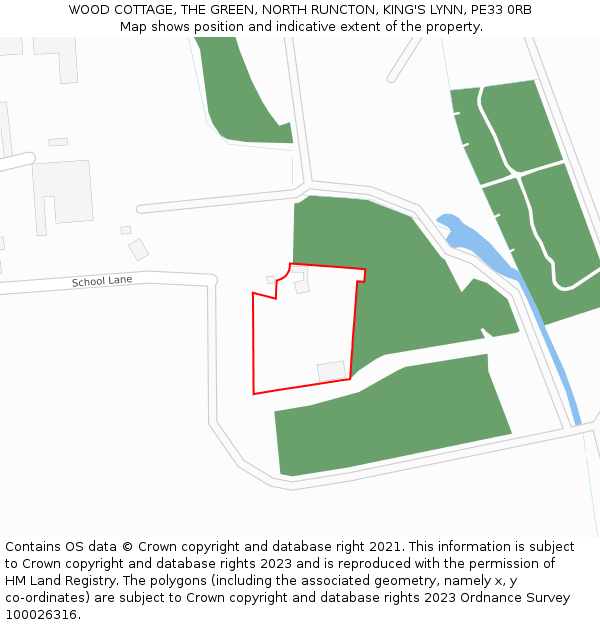 WOOD COTTAGE, THE GREEN, NORTH RUNCTON, KING'S LYNN, PE33 0RB: Location map and indicative extent of plot