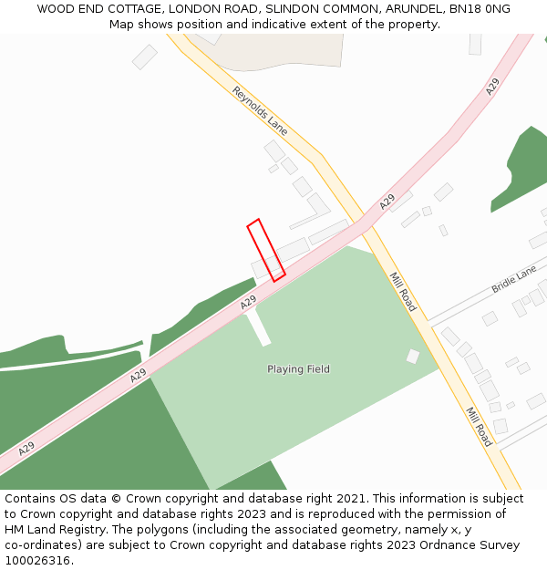 WOOD END COTTAGE, LONDON ROAD, SLINDON COMMON, ARUNDEL, BN18 0NG: Location map and indicative extent of plot