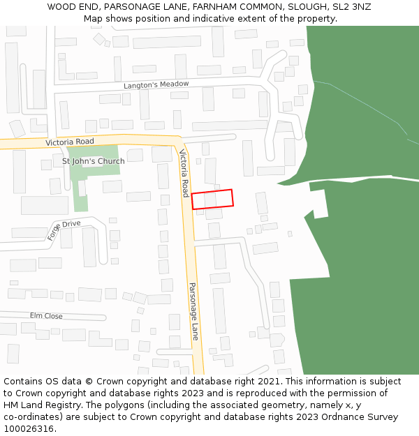 WOOD END, PARSONAGE LANE, FARNHAM COMMON, SLOUGH, SL2 3NZ: Location map and indicative extent of plot