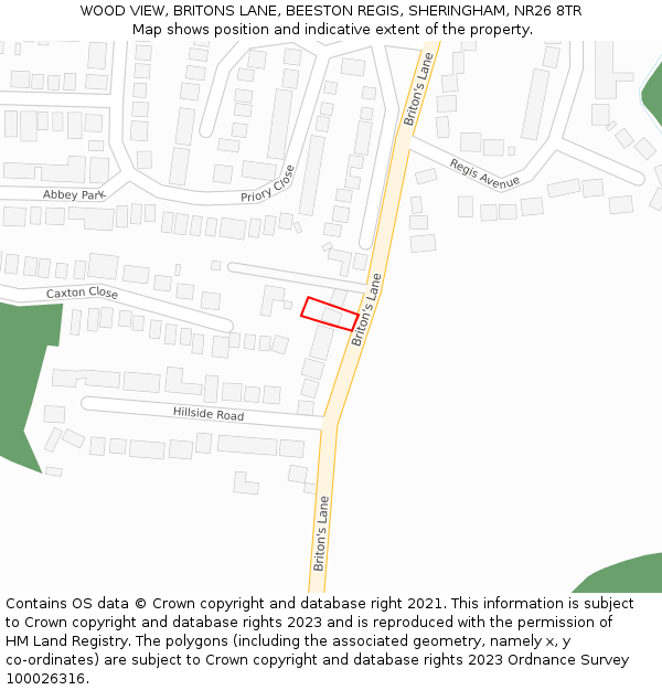 WOOD VIEW, BRITONS LANE, BEESTON REGIS, SHERINGHAM, NR26 8TR: Location map and indicative extent of plot