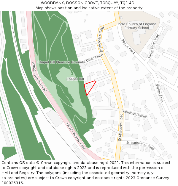 WOODBANK, DOSSON GROVE, TORQUAY, TQ1 4DH: Location map and indicative extent of plot