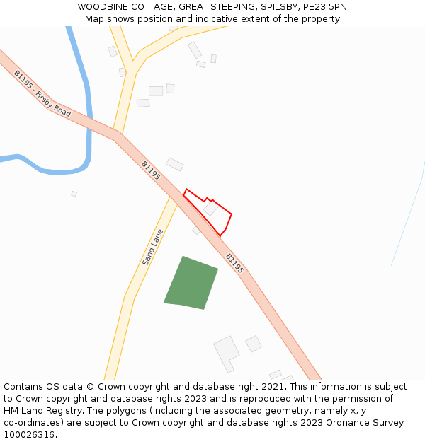 WOODBINE COTTAGE, GREAT STEEPING, SPILSBY, PE23 5PN: Location map and indicative extent of plot