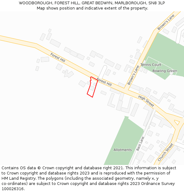 WOODBOROUGH, FOREST HILL, GREAT BEDWYN, MARLBOROUGH, SN8 3LP: Location map and indicative extent of plot