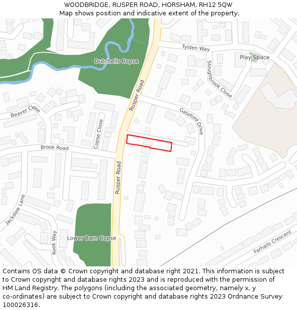 WOODBRIDGE, RUSPER ROAD, HORSHAM, RH12 5QW: Location map and indicative extent of plot