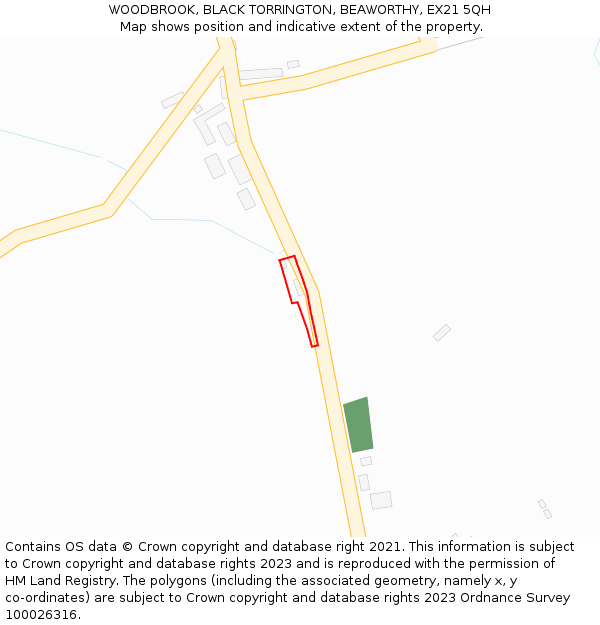 WOODBROOK, BLACK TORRINGTON, BEAWORTHY, EX21 5QH: Location map and indicative extent of plot