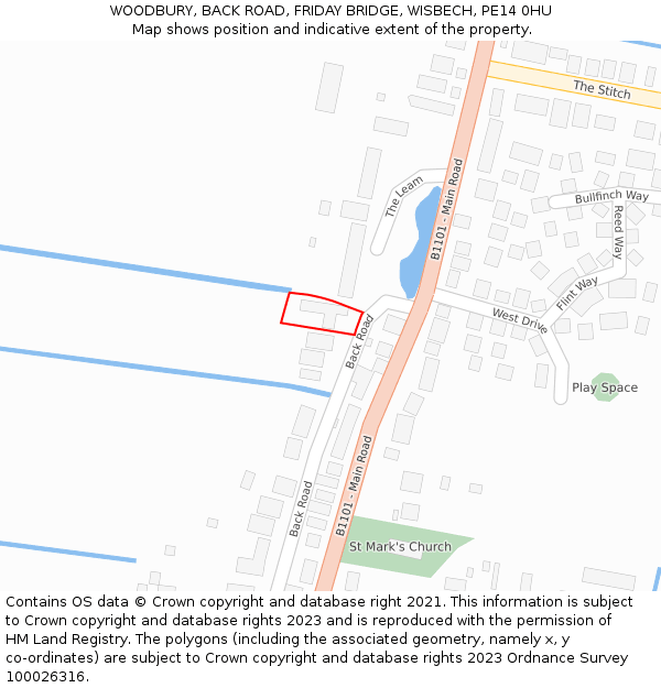 WOODBURY, BACK ROAD, FRIDAY BRIDGE, WISBECH, PE14 0HU: Location map and indicative extent of plot