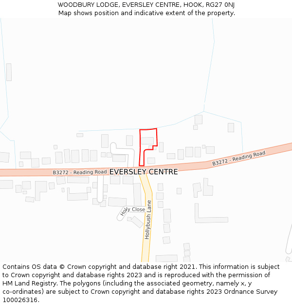 WOODBURY LODGE, EVERSLEY CENTRE, HOOK, RG27 0NJ: Location map and indicative extent of plot