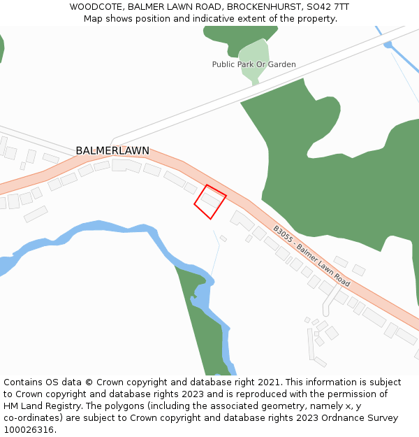 WOODCOTE, BALMER LAWN ROAD, BROCKENHURST, SO42 7TT: Location map and indicative extent of plot