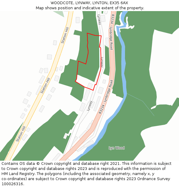 WOODCOTE, LYNWAY, LYNTON, EX35 6AX: Location map and indicative extent of plot