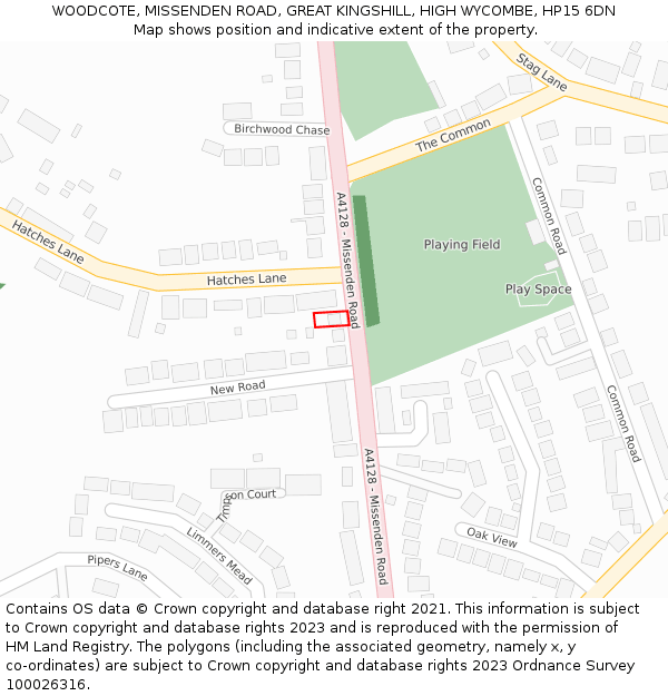 WOODCOTE, MISSENDEN ROAD, GREAT KINGSHILL, HIGH WYCOMBE, HP15 6DN: Location map and indicative extent of plot