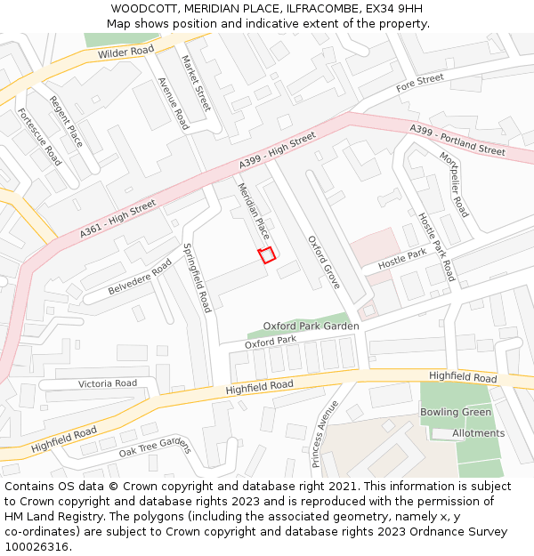 WOODCOTT, MERIDIAN PLACE, ILFRACOMBE, EX34 9HH: Location map and indicative extent of plot