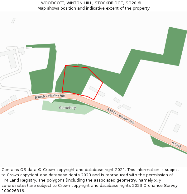 WOODCOTT, WINTON HILL, STOCKBRIDGE, SO20 6HL: Location map and indicative extent of plot