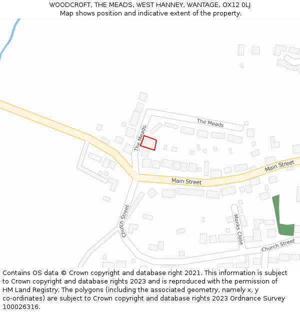 WOODCROFT, THE MEADS, WEST HANNEY, WANTAGE, OX12 0LJ: Location map and indicative extent of plot