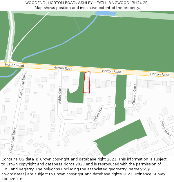 WOODEND, HORTON ROAD, ASHLEY HEATH, RINGWOOD, BH24 2EJ: Location map and indicative extent of plot
