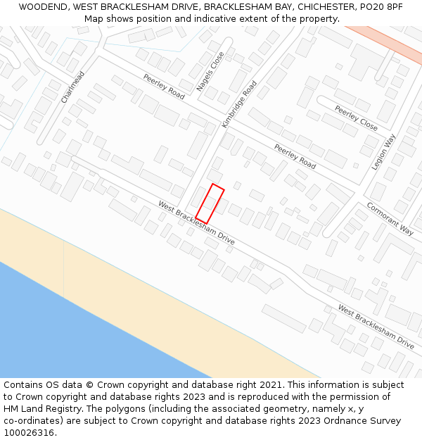 WOODEND, WEST BRACKLESHAM DRIVE, BRACKLESHAM BAY, CHICHESTER, PO20 8PF: Location map and indicative extent of plot