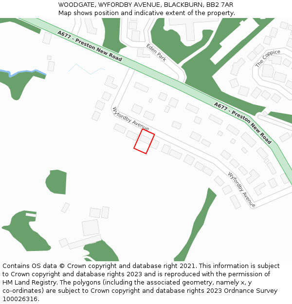 WOODGATE, WYFORDBY AVENUE, BLACKBURN, BB2 7AR: Location map and indicative extent of plot