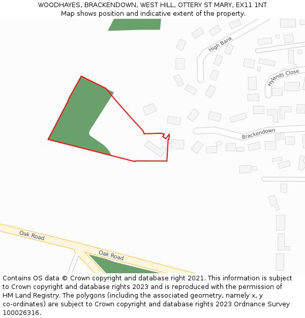 WOODHAYES, BRACKENDOWN, WEST HILL, OTTERY ST MARY, EX11 1NT: Location map and indicative extent of plot