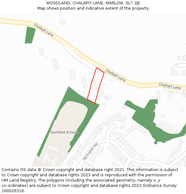 WOODLAND, CHALKPIT LANE, MARLOW, SL7 2JE: Location map and indicative extent of plot