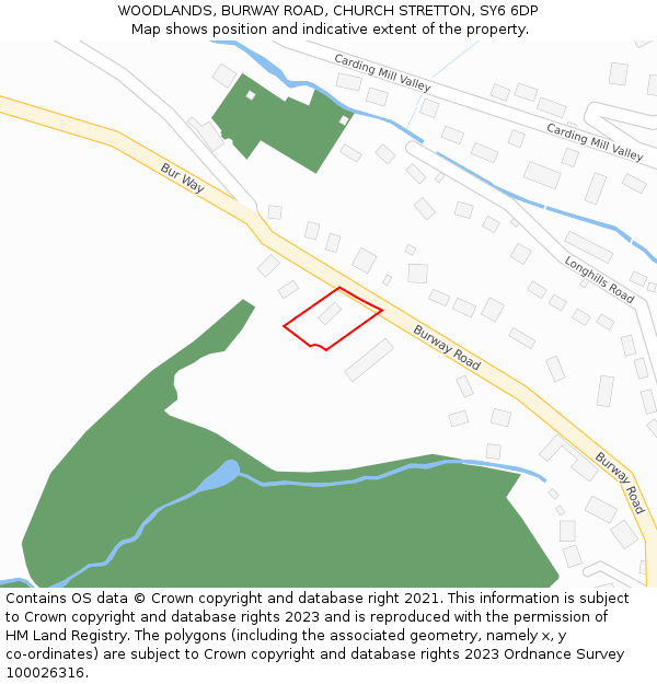 WOODLANDS, BURWAY ROAD, CHURCH STRETTON, SY6 6DP: Location map and indicative extent of plot