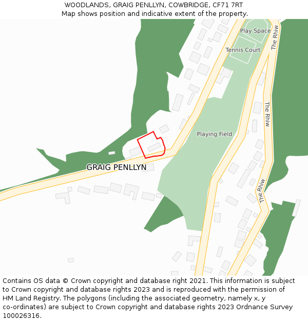 WOODLANDS, GRAIG PENLLYN, COWBRIDGE, CF71 7RT: Location map and indicative extent of plot