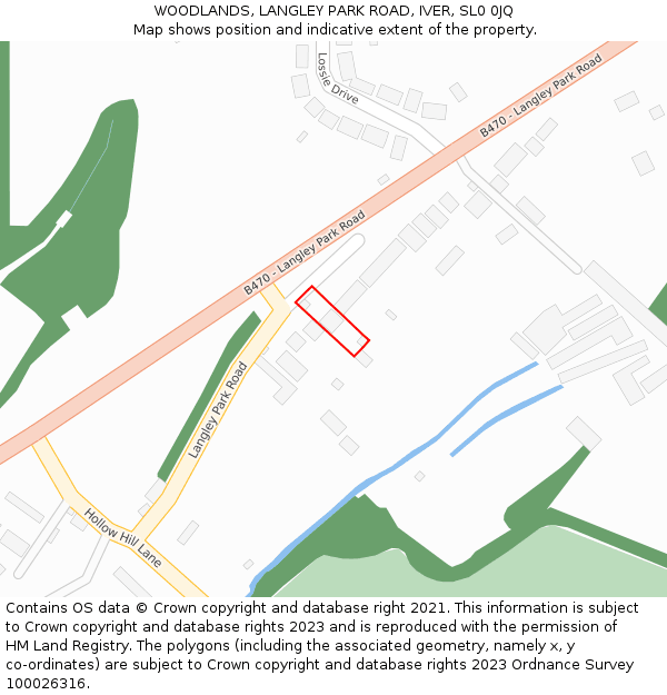 WOODLANDS, LANGLEY PARK ROAD, IVER, SL0 0JQ: Location map and indicative extent of plot