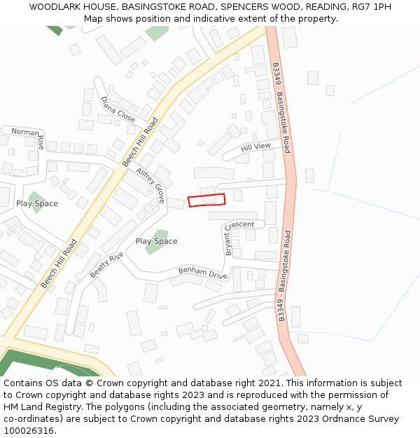 WOODLARK HOUSE, BASINGSTOKE ROAD, SPENCERS WOOD, READING, RG7 1PH: Location map and indicative extent of plot