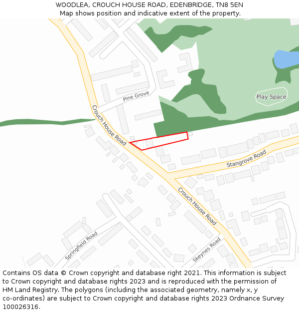 WOODLEA, CROUCH HOUSE ROAD, EDENBRIDGE, TN8 5EN: Location map and indicative extent of plot