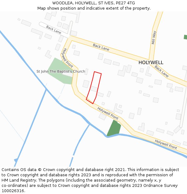 WOODLEA, HOLYWELL, ST IVES, PE27 4TG: Location map and indicative extent of plot