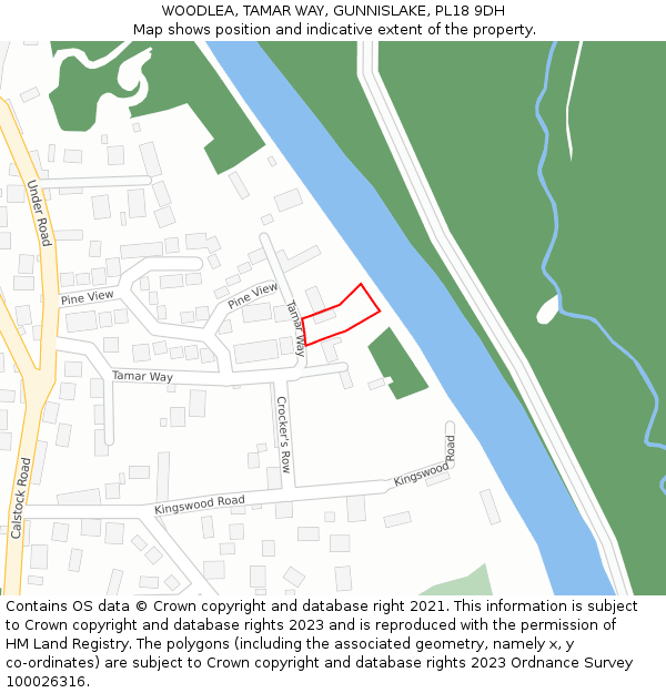 WOODLEA, TAMAR WAY, GUNNISLAKE, PL18 9DH: Location map and indicative extent of plot