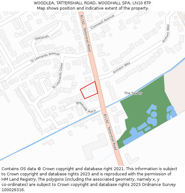 WOODLEA, TATTERSHALL ROAD, WOODHALL SPA, LN10 6TP: Location map and indicative extent of plot