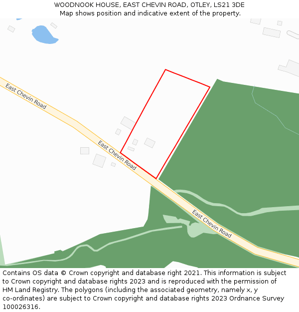 WOODNOOK HOUSE, EAST CHEVIN ROAD, OTLEY, LS21 3DE: Location map and indicative extent of plot